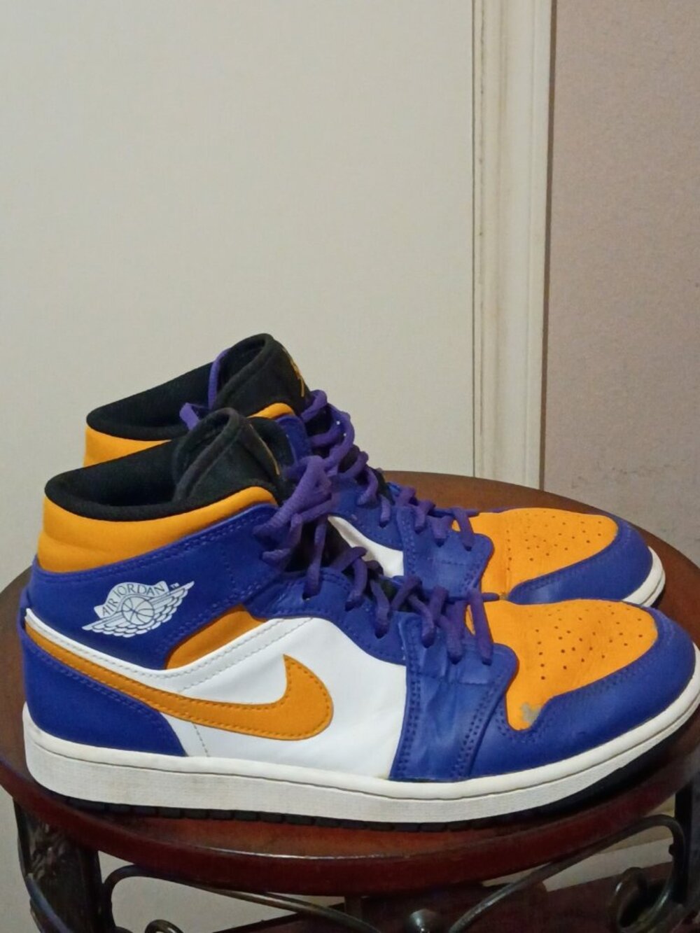 Nike Air Jordan 1 Mid "Lakers" Basketball Shoes DQ8426-517 U.S. Men's Size 8.5